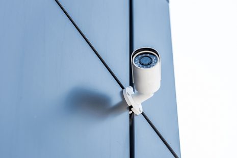 PoE powered CCTV camera outside of building